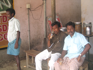  men at tea